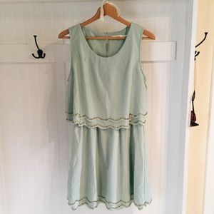 Mint Dress with Gold Beading